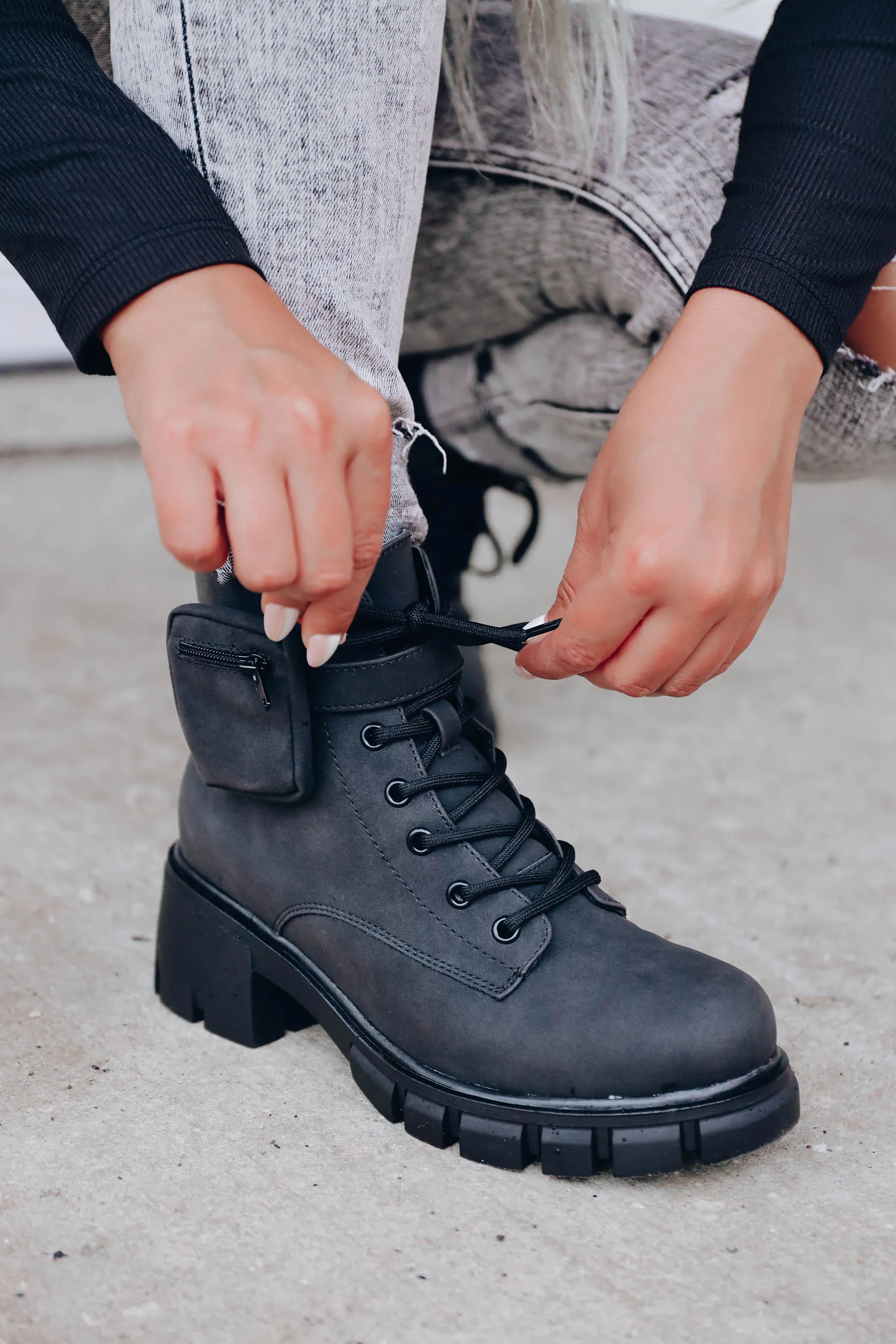 Cora Combat Boot by MIA Shoes - Black