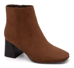 CORKYS Felicia Wide Heeled Suede Booties w Side Zip Closure