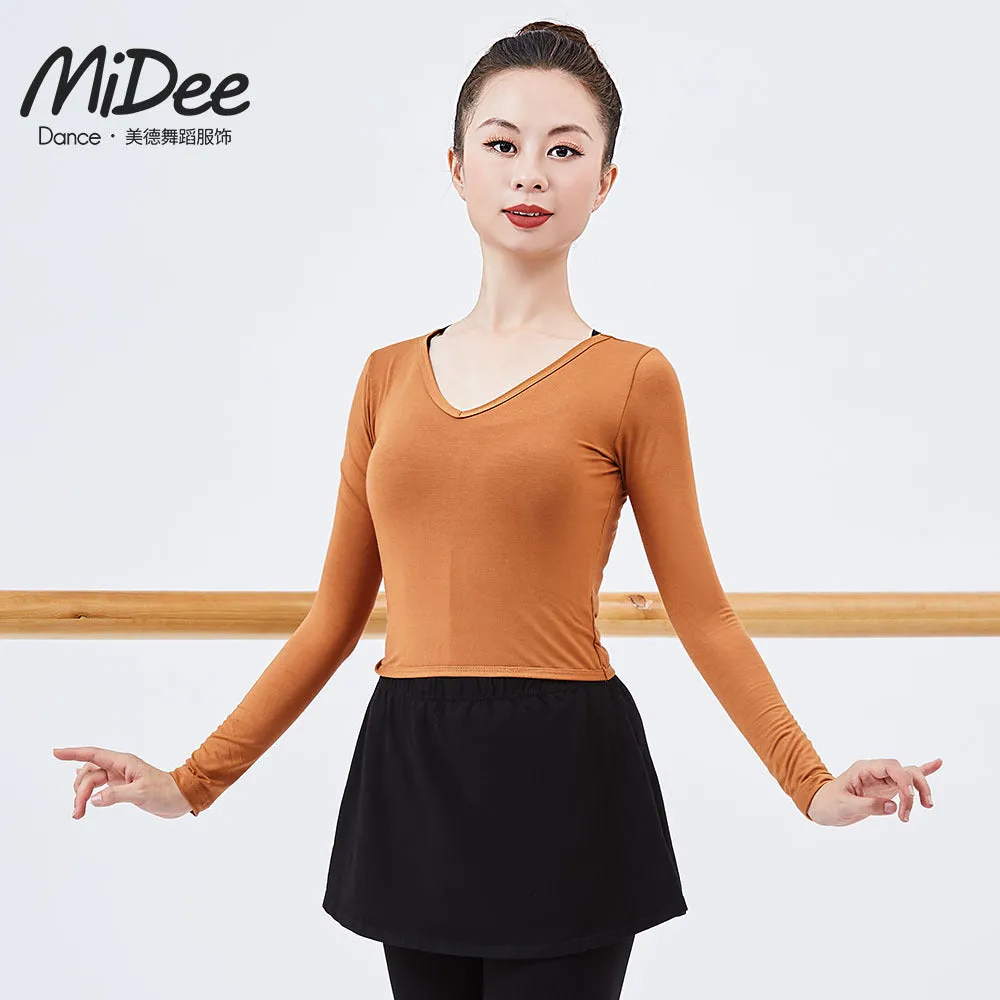 Cotton V-neck Long Sleeve Crop Top
