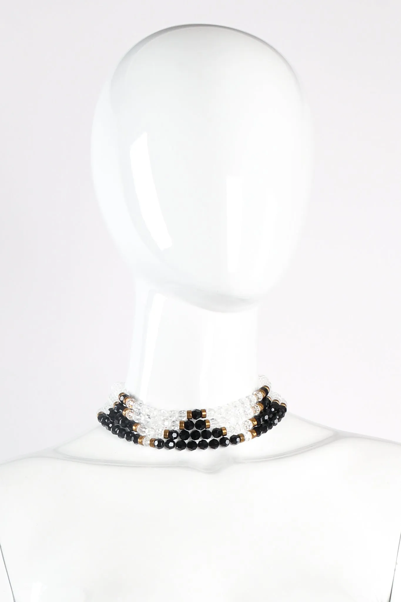 Crystal Bead Pyramid Choker Collar