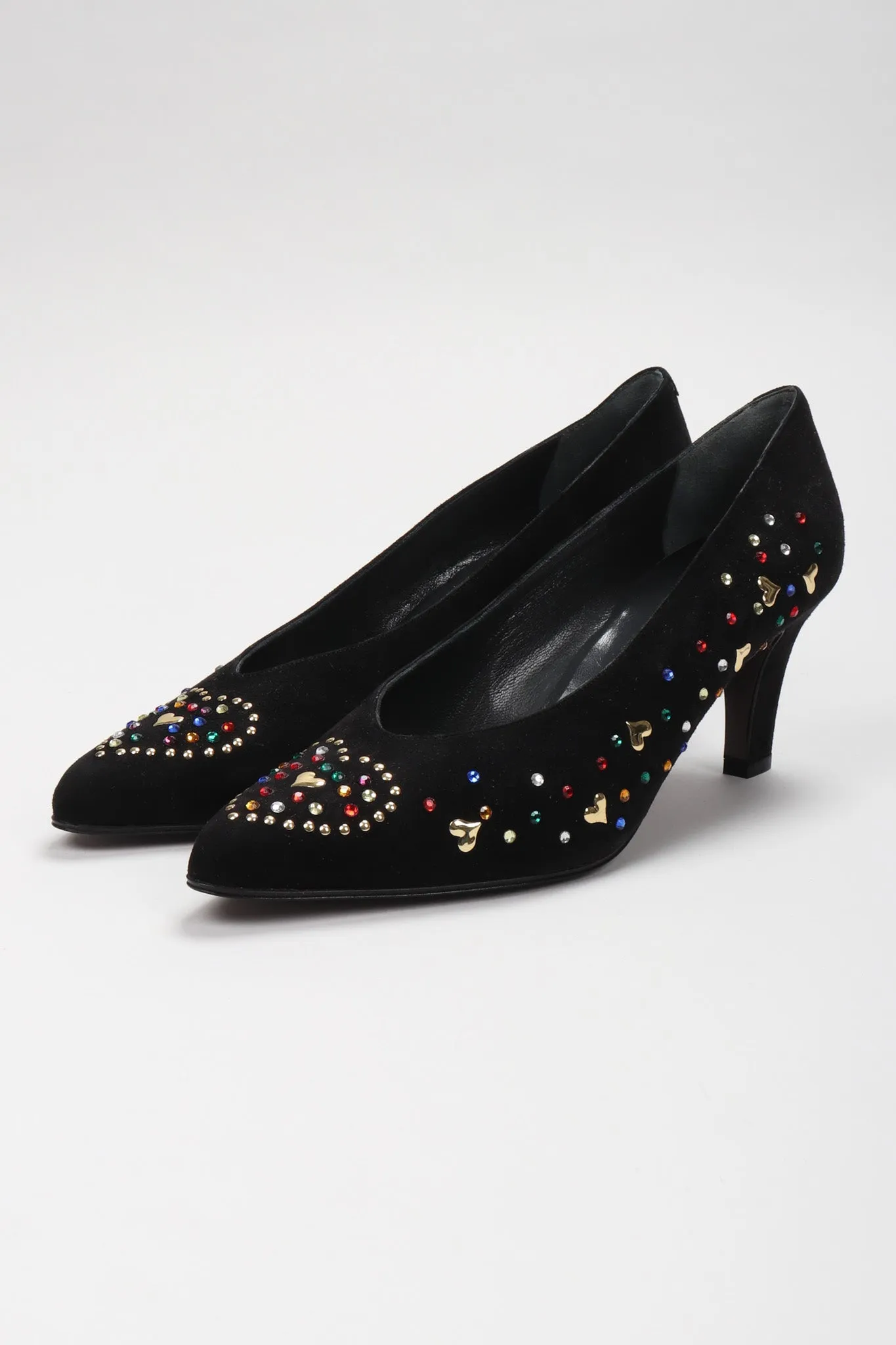 Crystal Studded Heart Heels