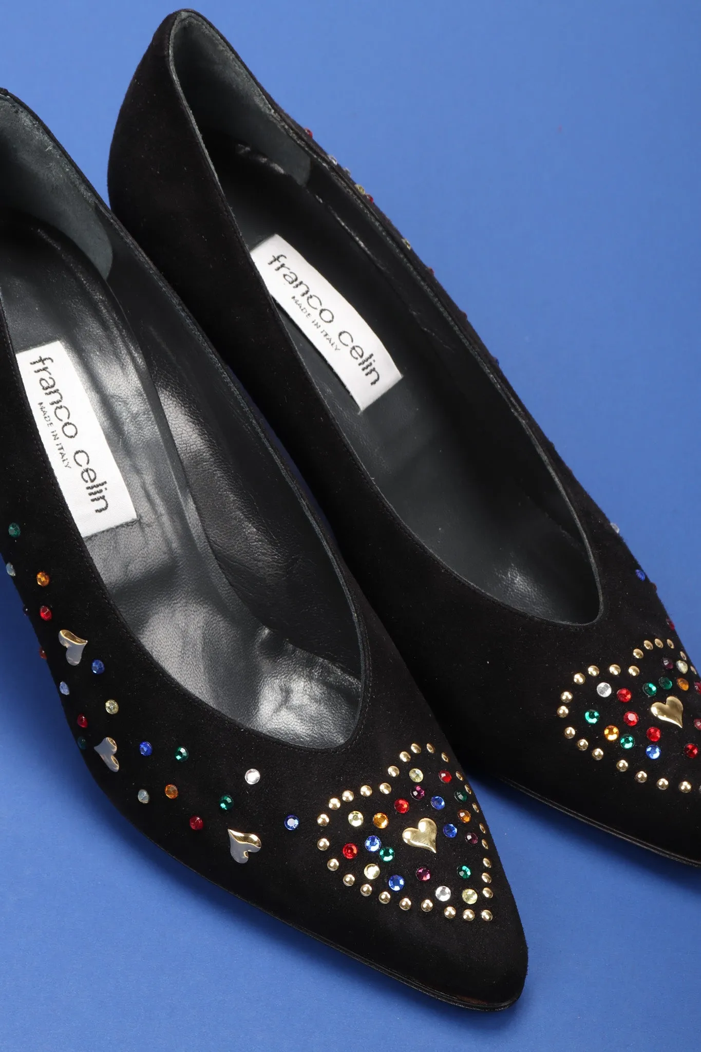 Crystal Studded Heart Heels
