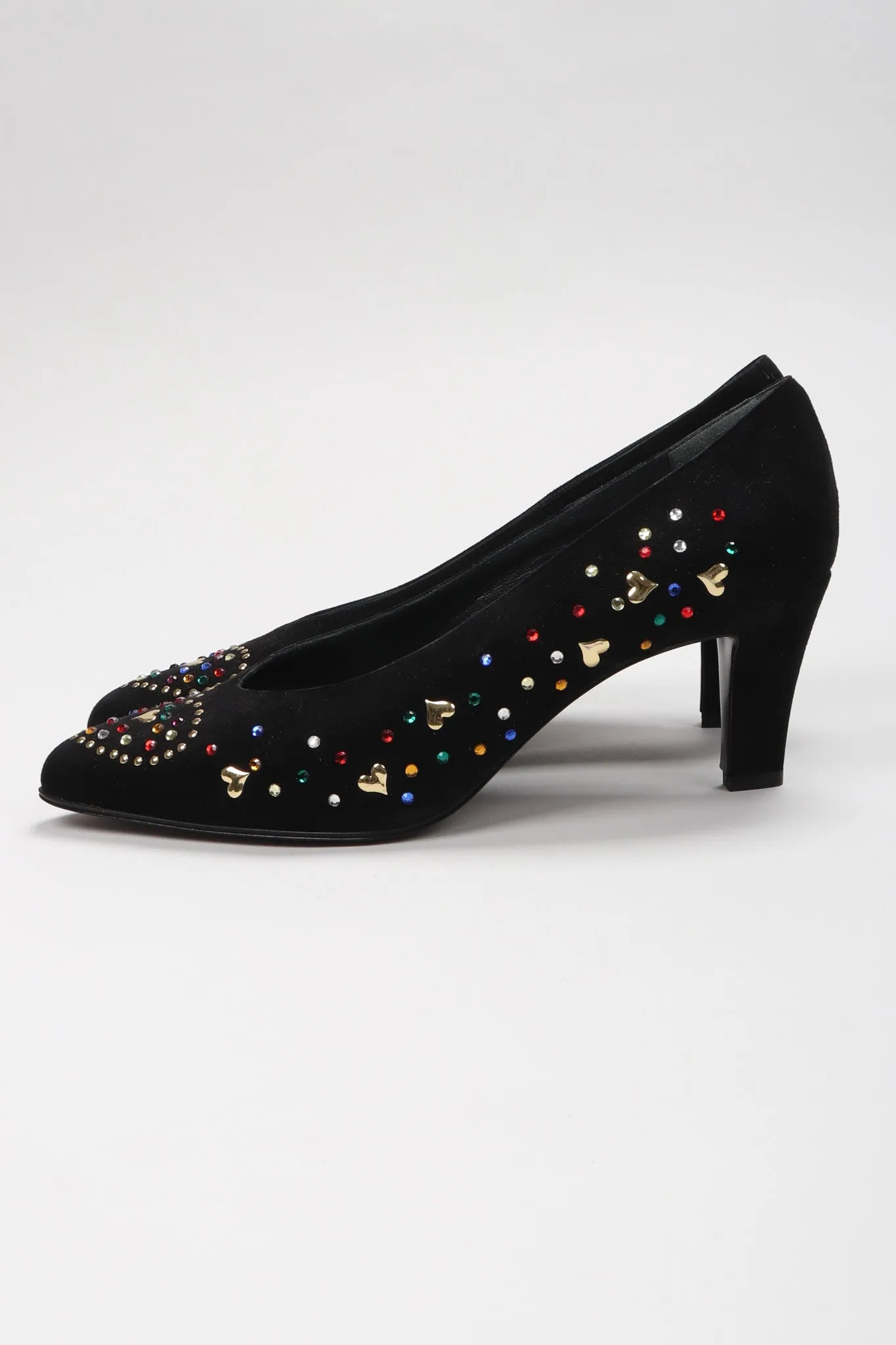 Crystal Studded Heart Heels