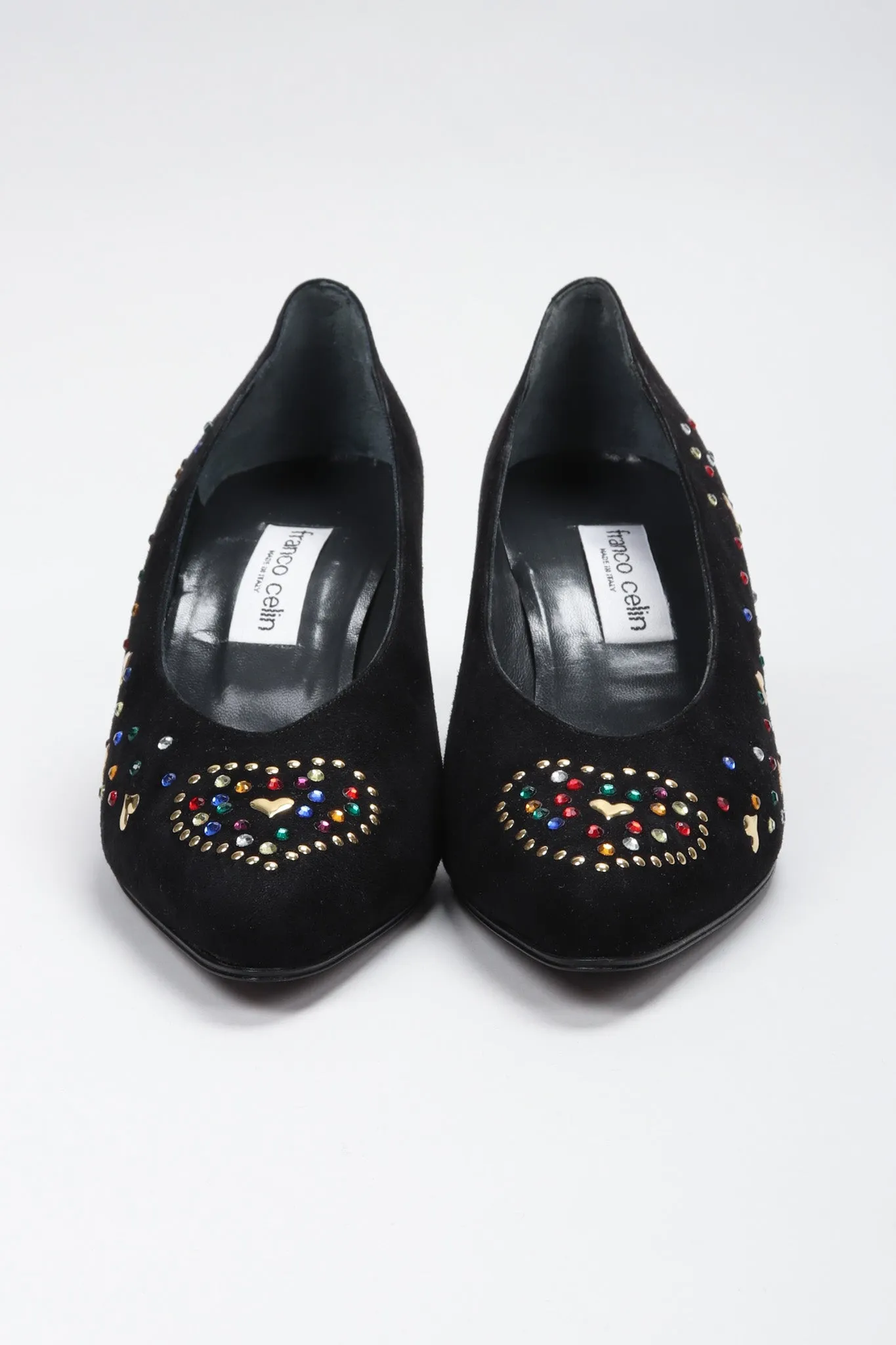 Crystal Studded Heart Heels