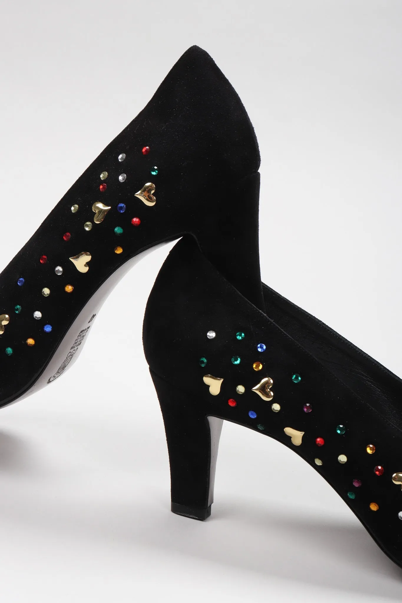 Crystal Studded Heart Heels