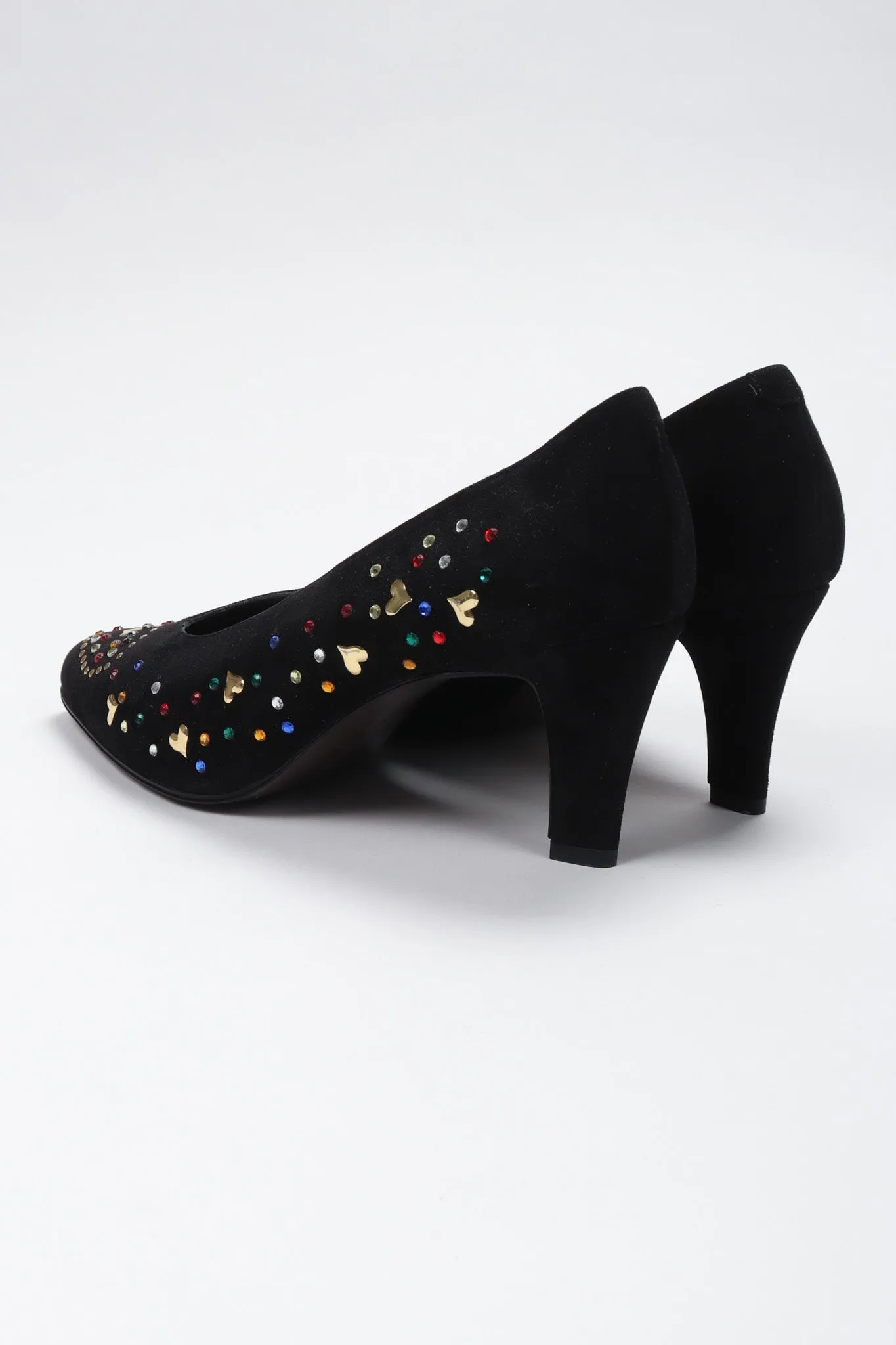 Crystal Studded Heart Heels