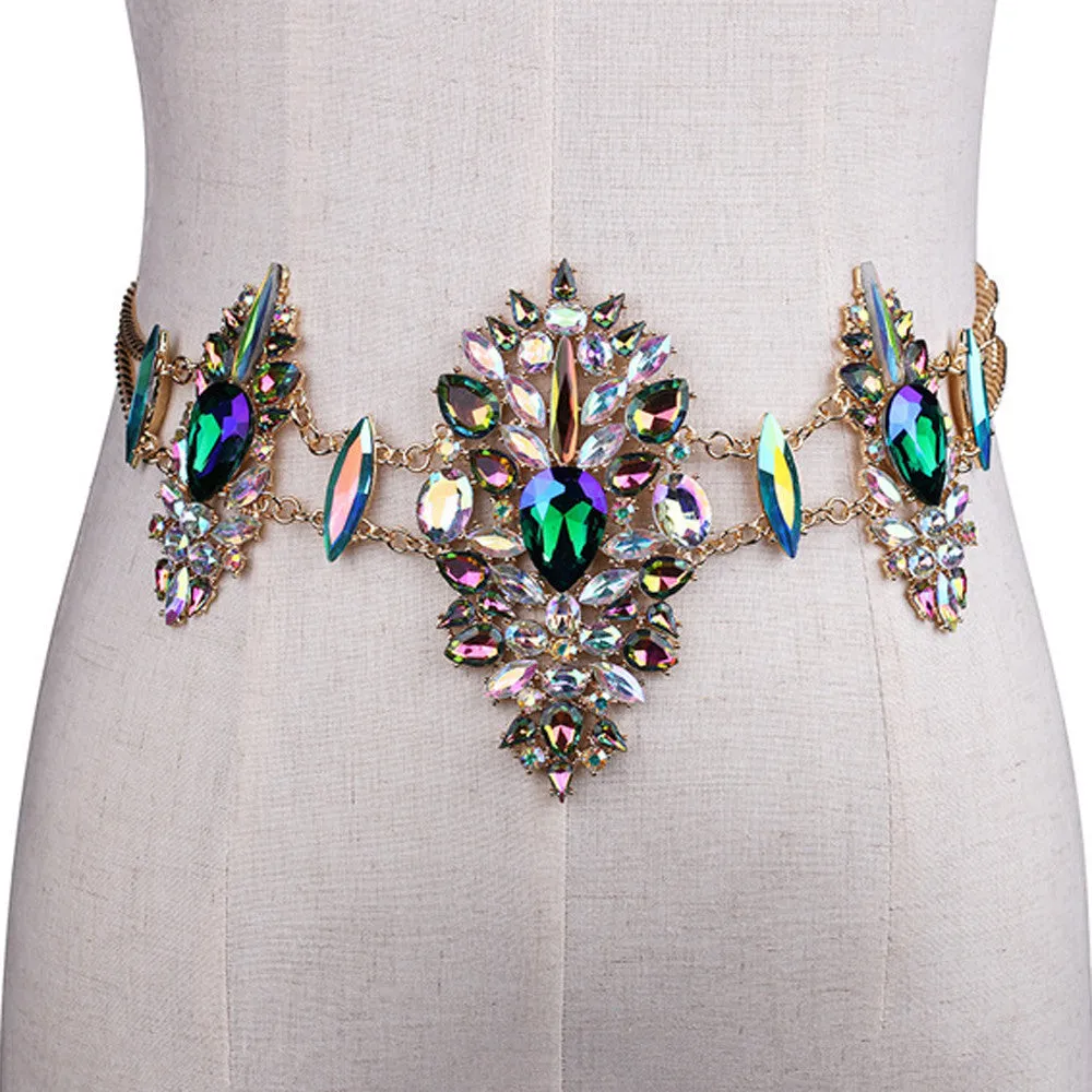 Crystal studded waist belt