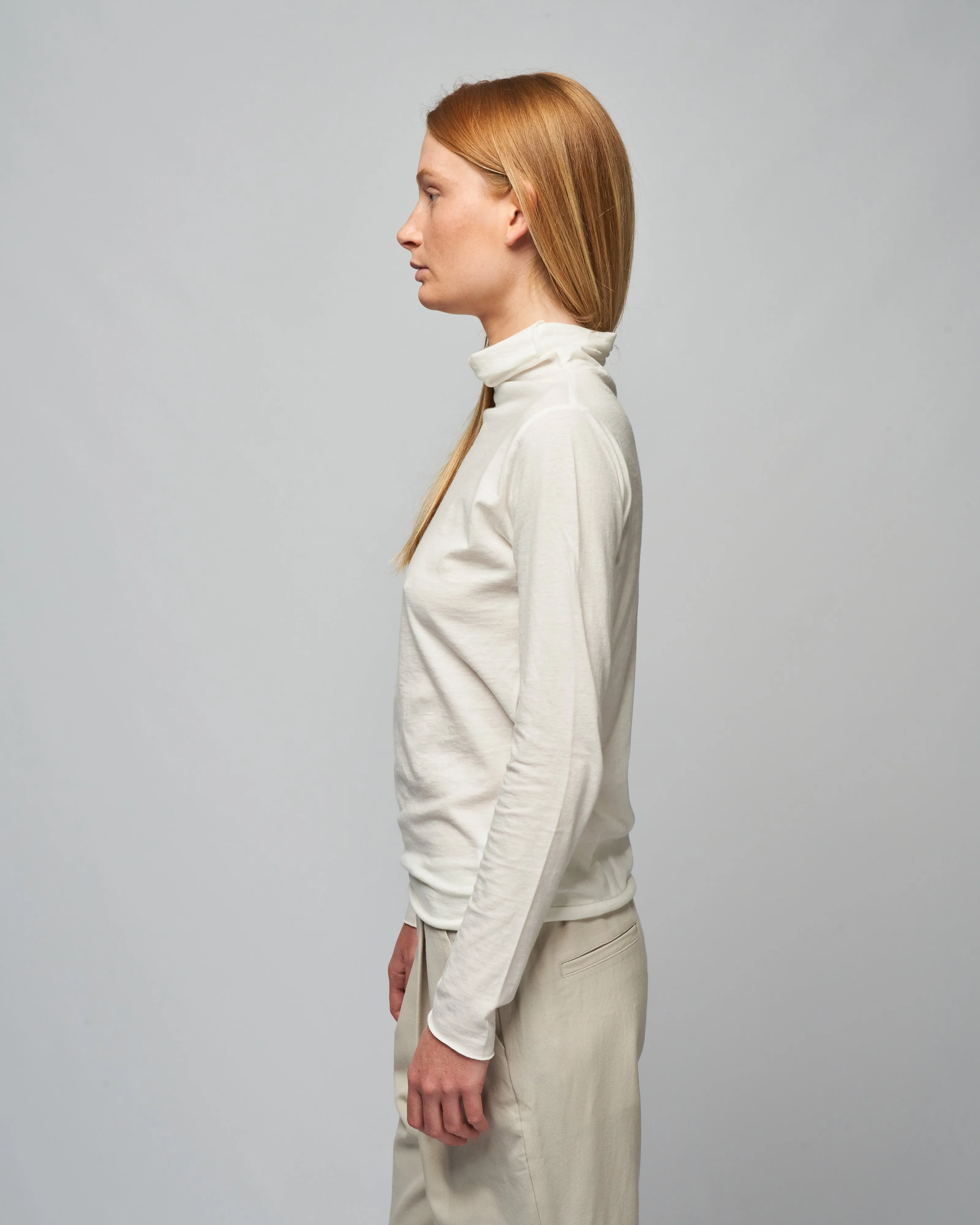 cut&sew turtleneck - off white