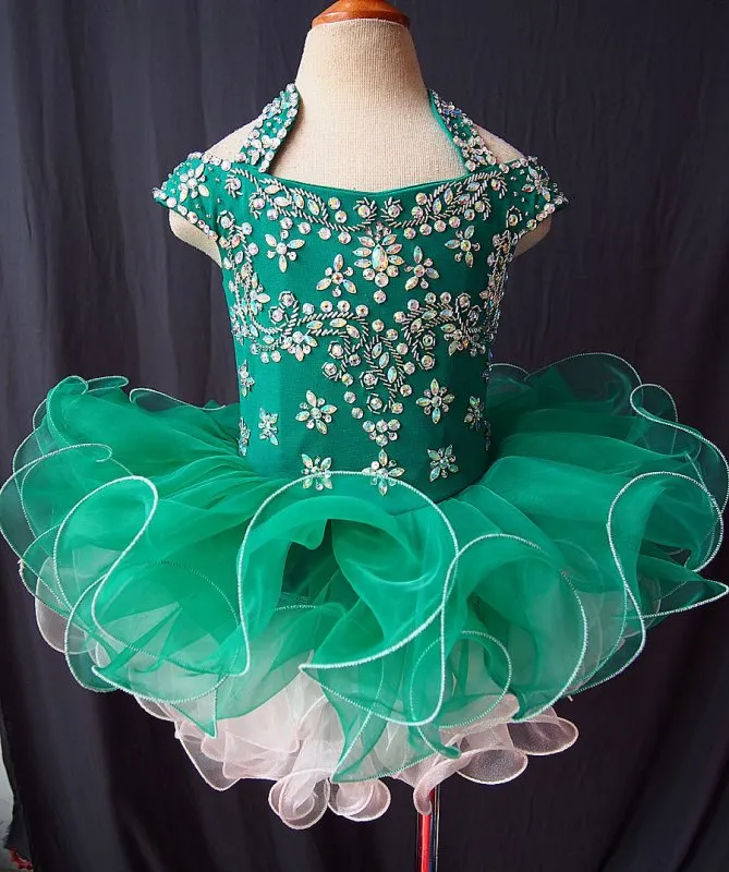 Cute Beaded Bodice Glitz Baby Girl Cupcake Pageant Dress