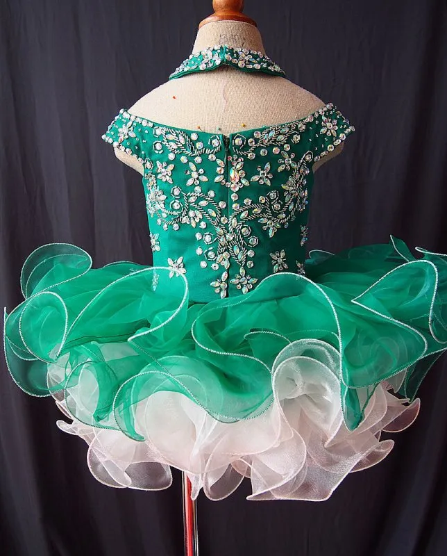 Cute Beaded Bodice Glitz Baby Girl Cupcake Pageant Dress