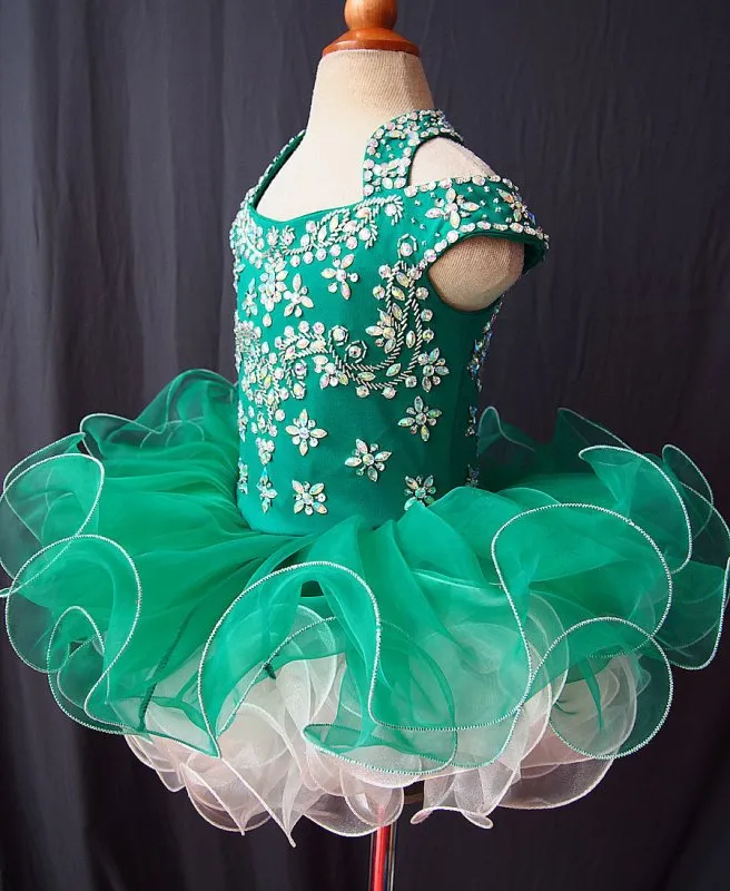 Cute Beaded Bodice Glitz Baby Girl Cupcake Pageant Dress