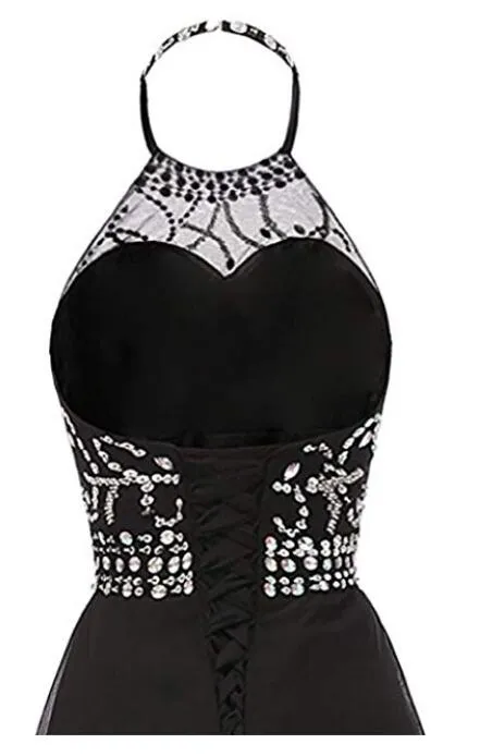 Cute Halter Beaded Knee Length Homecoming Dress, Short Prom Dress
