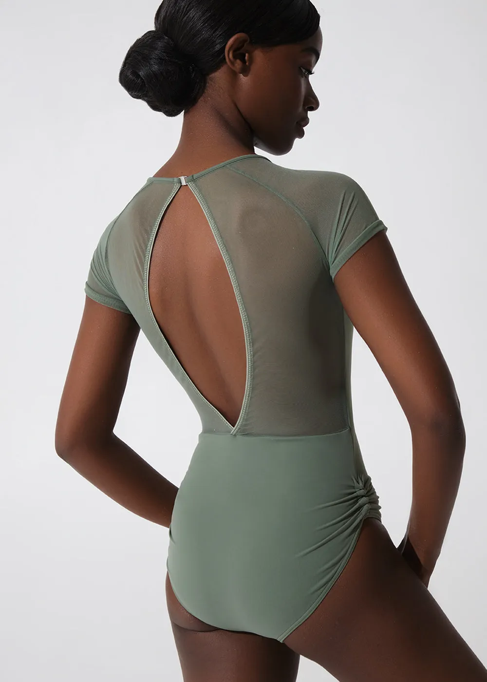 DA2078MP Nanette Cap Sleeve Leotard with Mesh