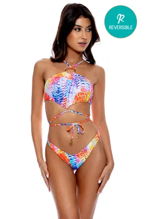 DANCING QUEEN - Ring Halter Top & High Leg Brazilian Bottom • Multicolor