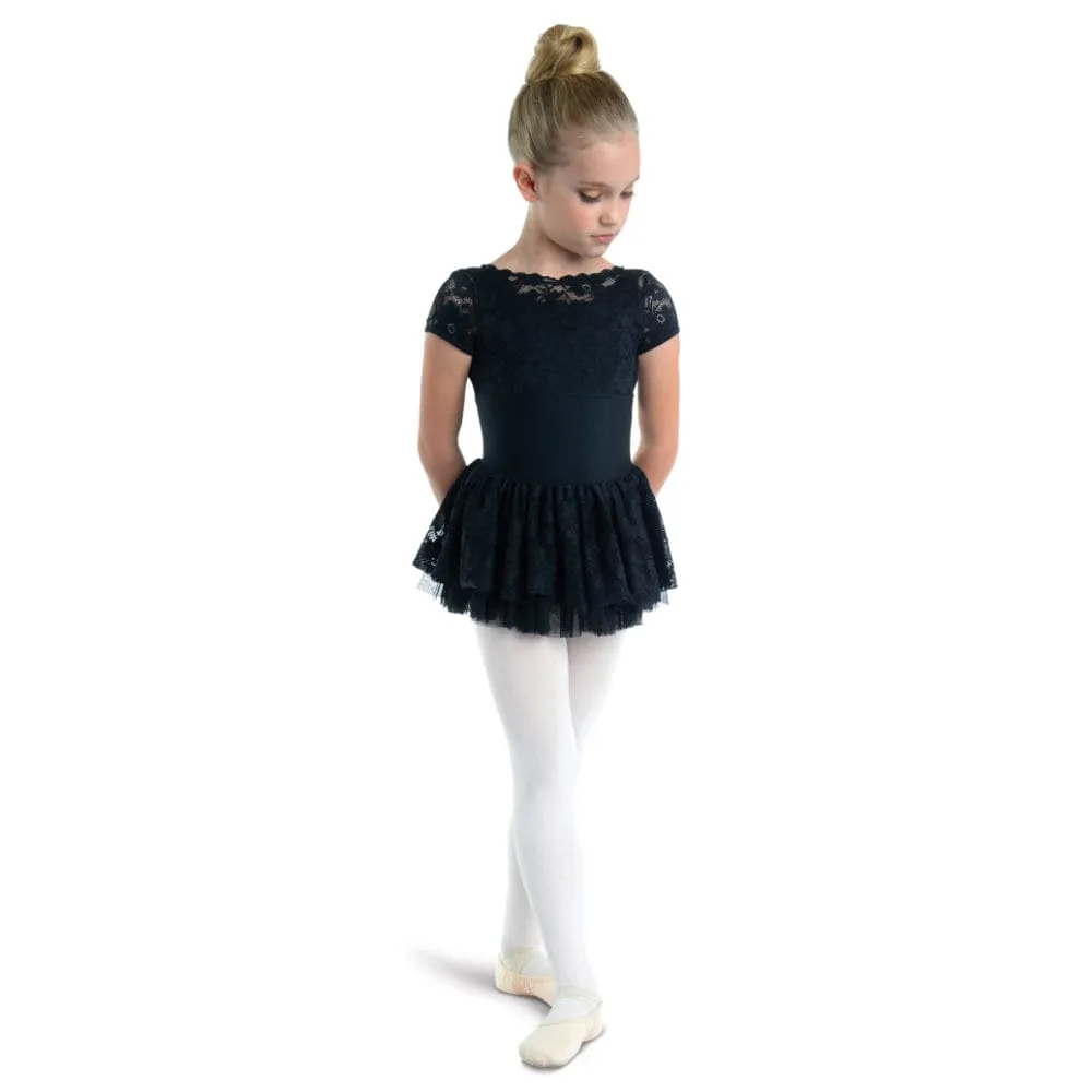Danshuz 21203C Lace Sleeve and Multi-Tier Lace Skirt Ballet Dress- Girls