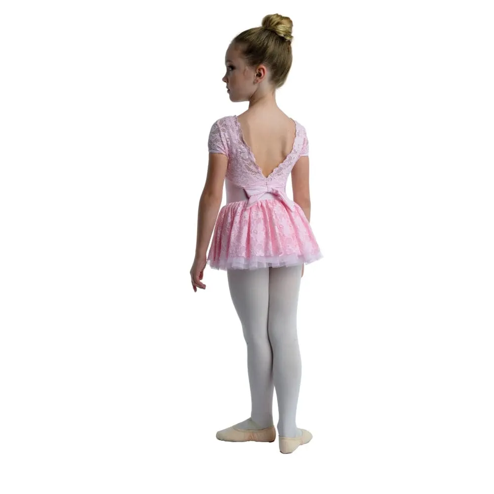 Danshuz 21203C Lace Sleeve and Multi-Tier Lace Skirt Ballet Dress- Girls