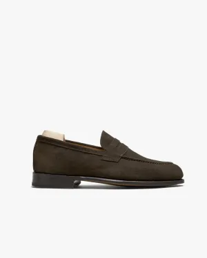 Dark Brown Suede Leather Penny Loafers - Loafers Shoes