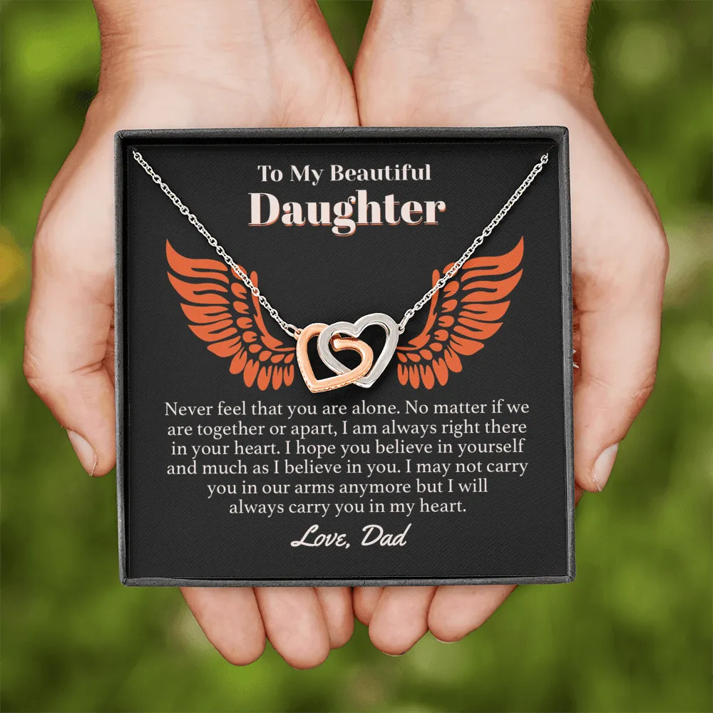 Daughter Always With You Interlocking Hearts Necklace
