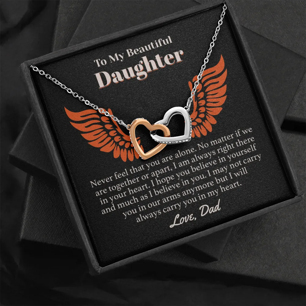 Daughter Always With You Interlocking Hearts Necklace
