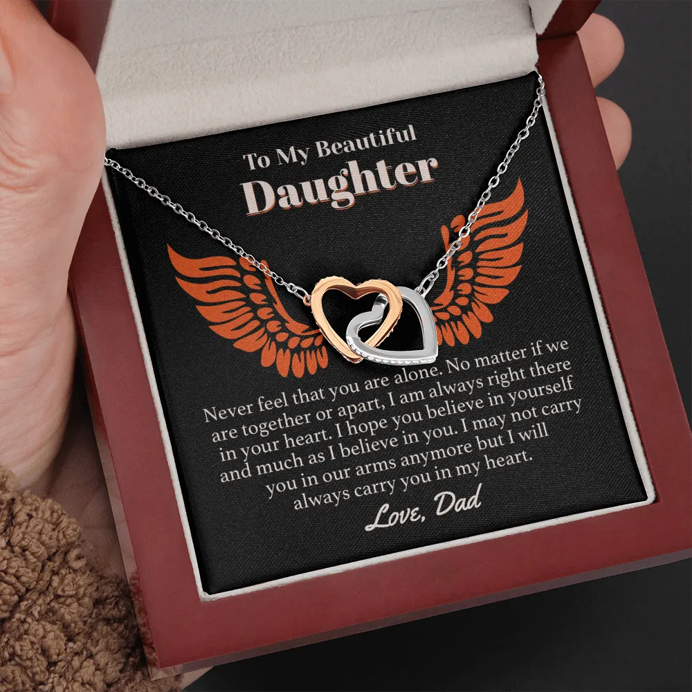 Daughter Always With You Interlocking Hearts Necklace