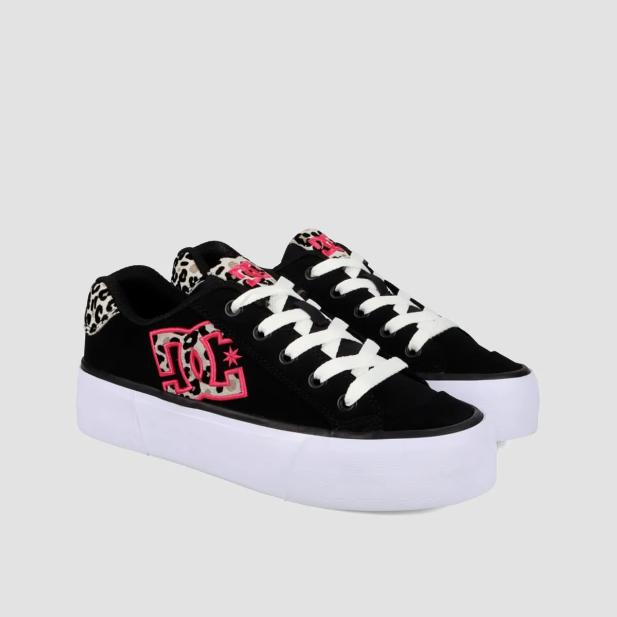 DC Chelsea Platform Shoes - Black/Crazy Pink Print - Womens