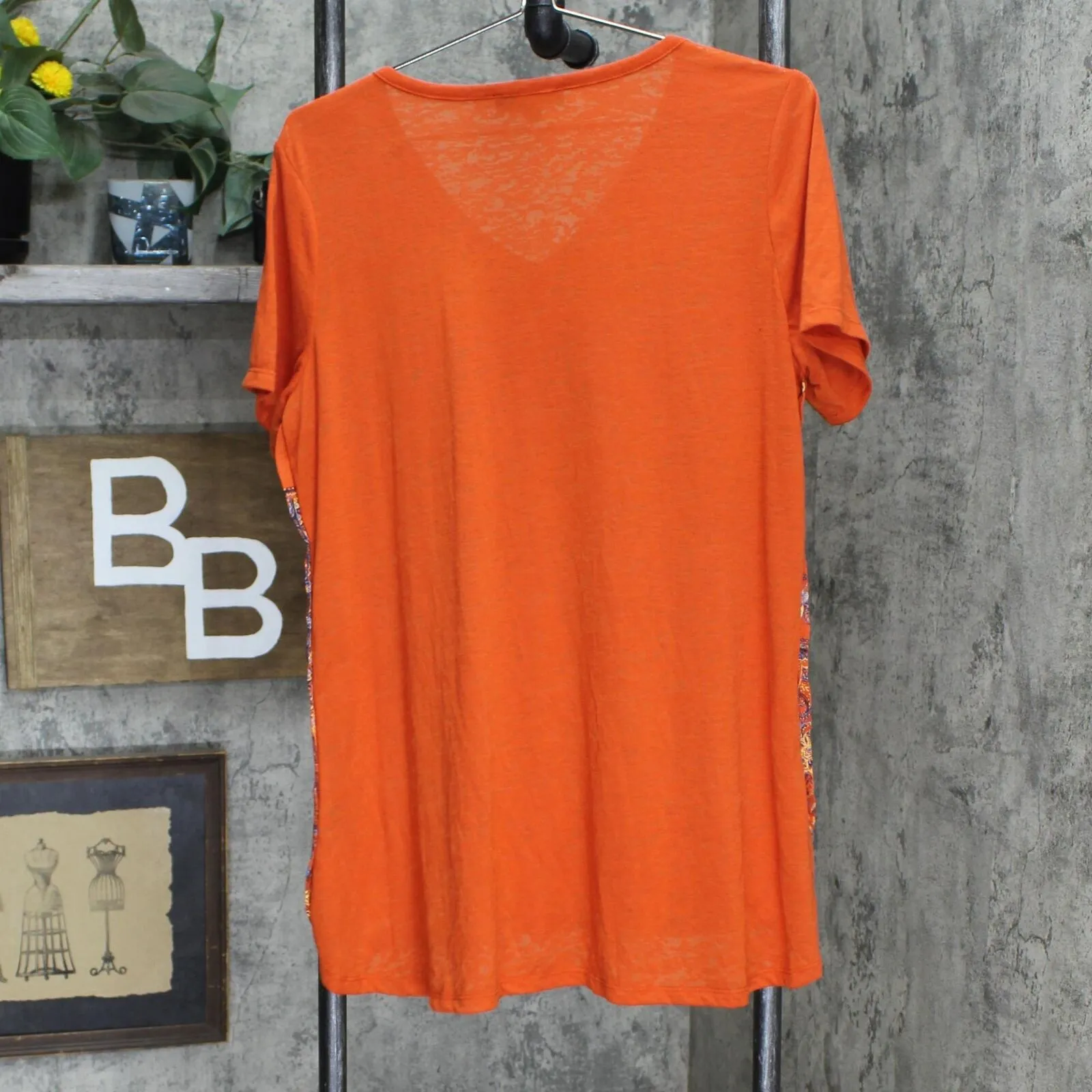 DG2 by Diane Gilman Burnout Embellished Paisley Top Rust Medium