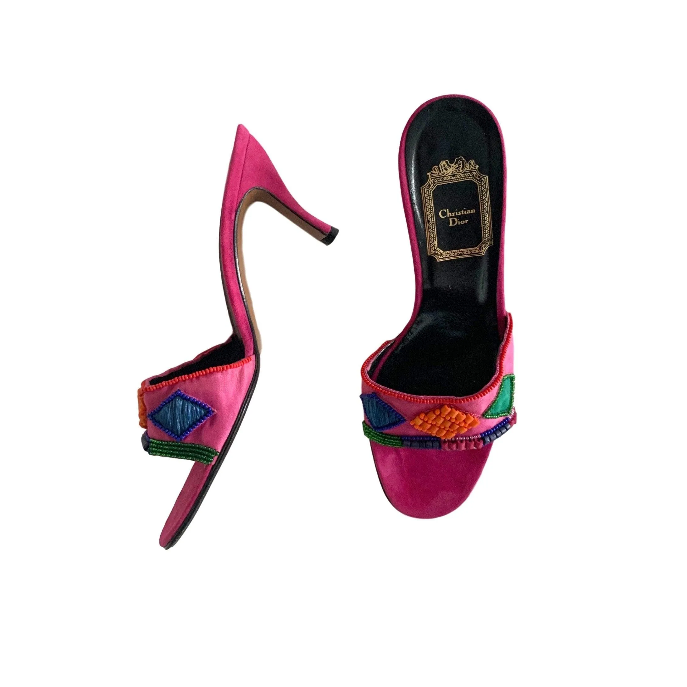 Dior Pink Beaded Kitten Heels