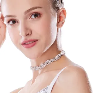 Double Rows Rhinestone Spiral Choker