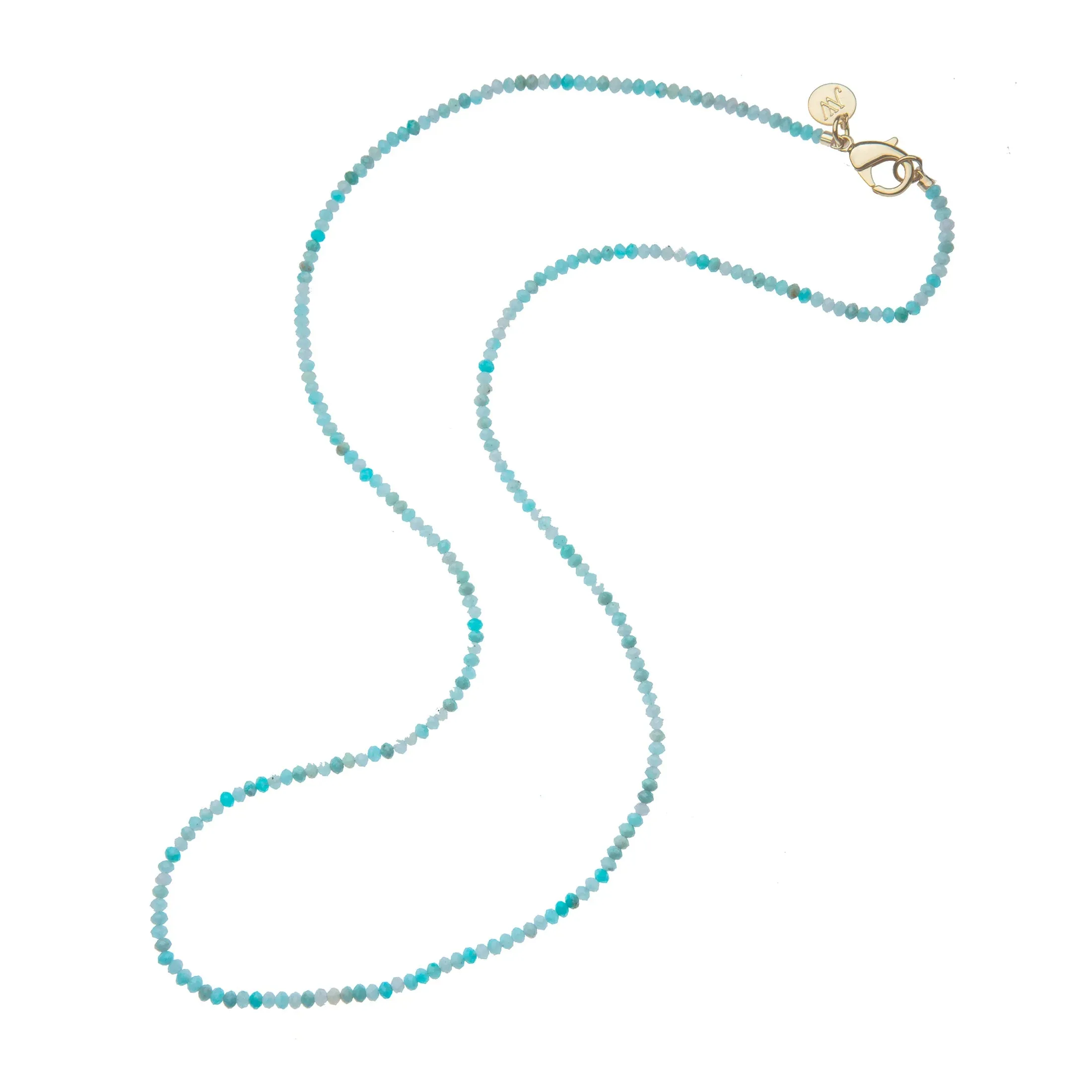 Double Wrap Diamond Cut Beaded Necklace in Amazonite
