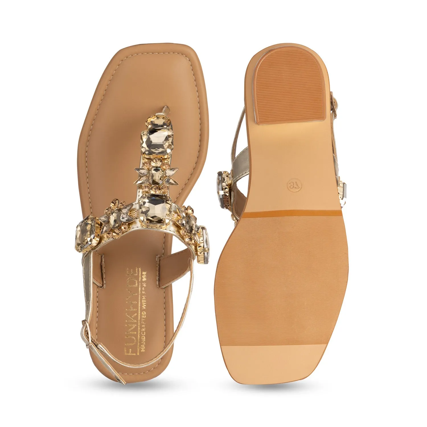 DREAM Heels - Gold Embellished Sandals