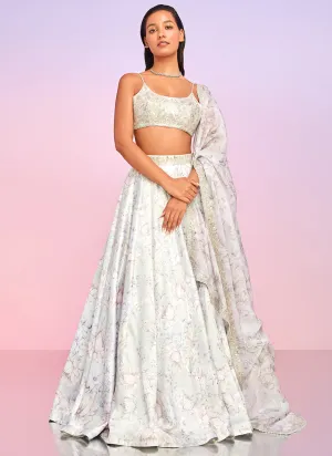 Dusty Lilac Floral Embellished Lehenga