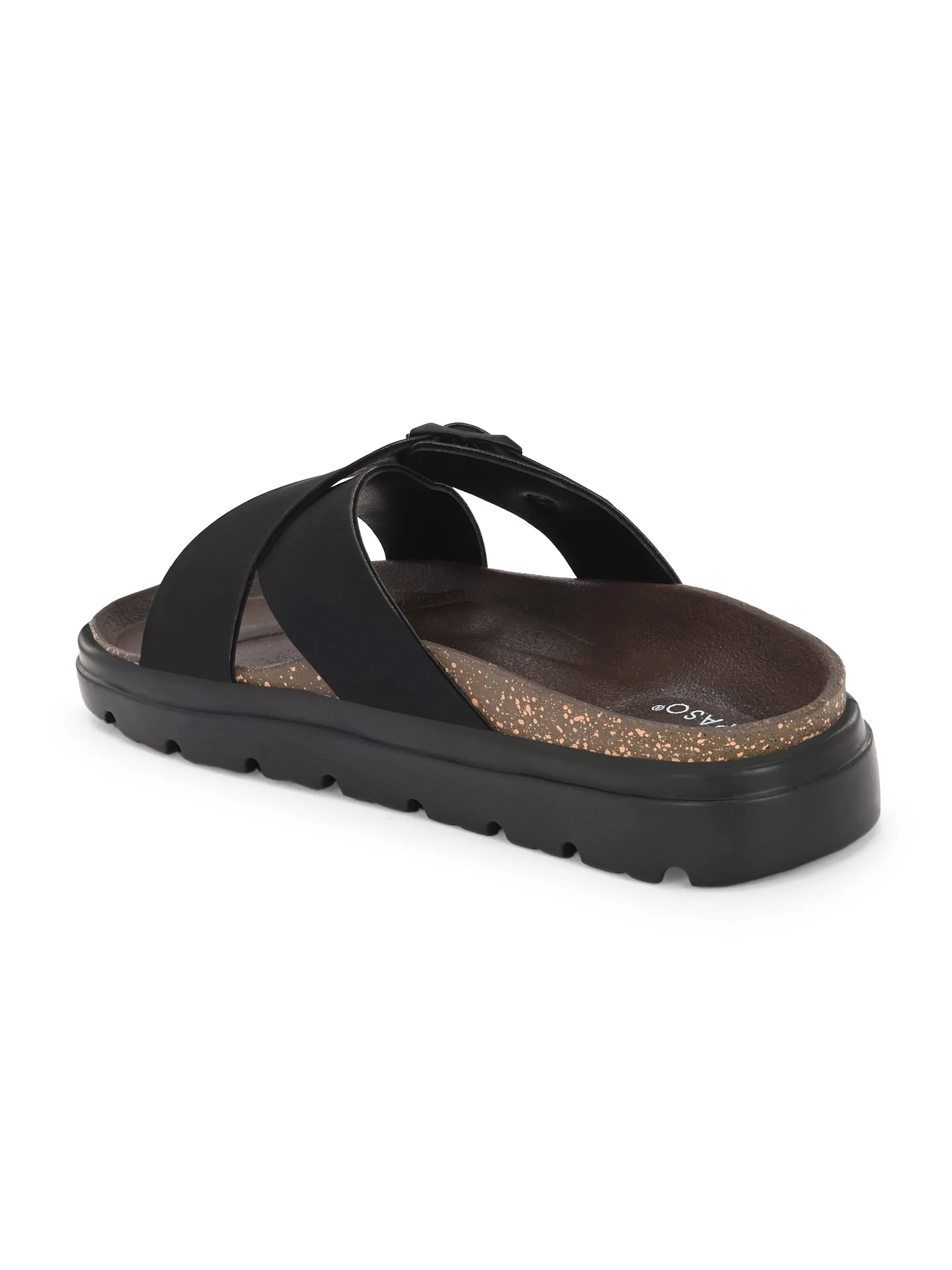 El Paso Women Open Toe Flats with Buckles