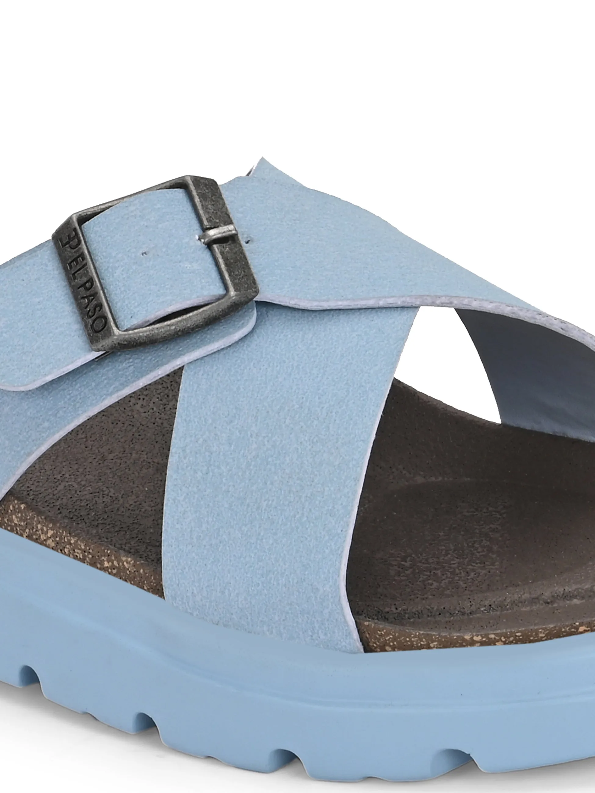 El Paso Women Open Toe Flats with Buckles