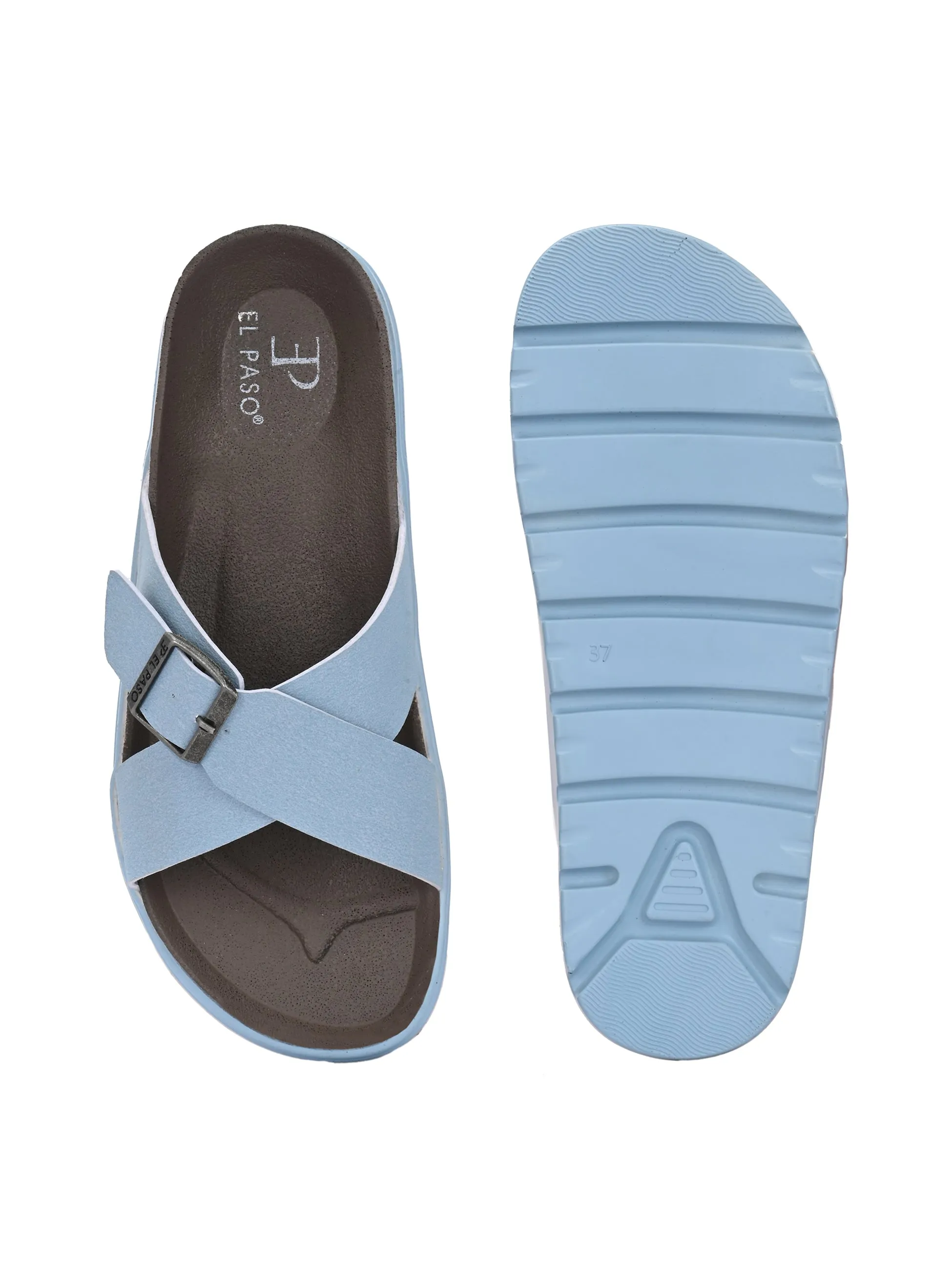 El Paso Women Open Toe Flats with Buckles