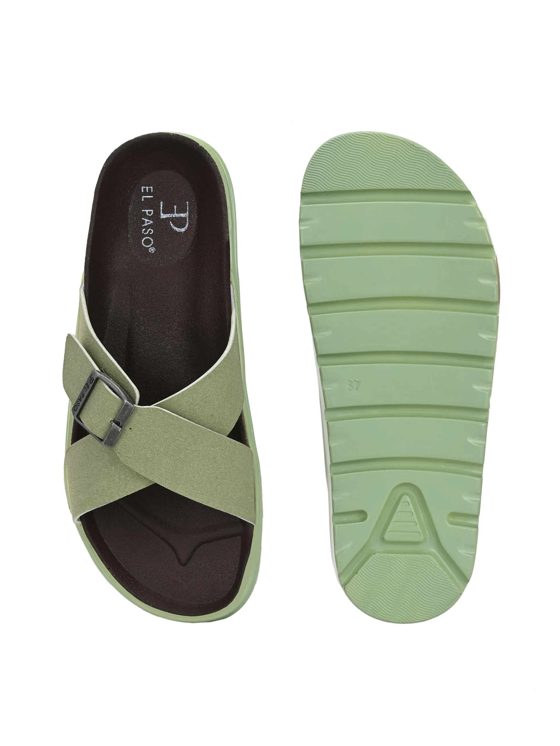 El Paso Women Open Toe Flats with Buckles