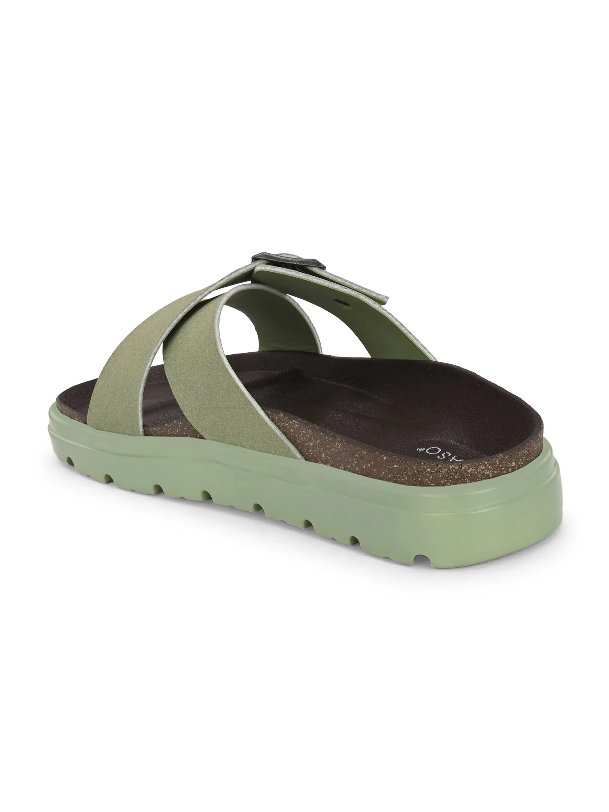 El Paso Women Open Toe Flats with Buckles