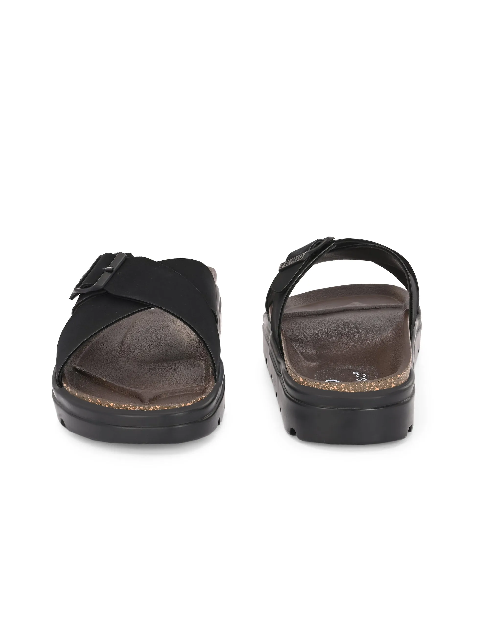 El Paso Women Open Toe Flats with Buckles