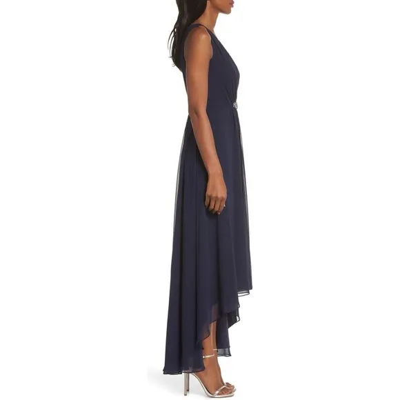 Eliza J Embellished High/Low Chiffon Dress Size 6 Nwot