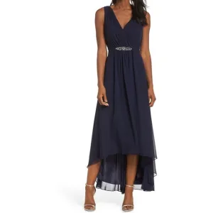 Eliza J Embellished High/Low Chiffon Dress Size 6 Nwot