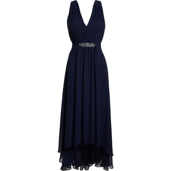 Eliza J Embellished High/Low Chiffon Dress Size 6 Nwot