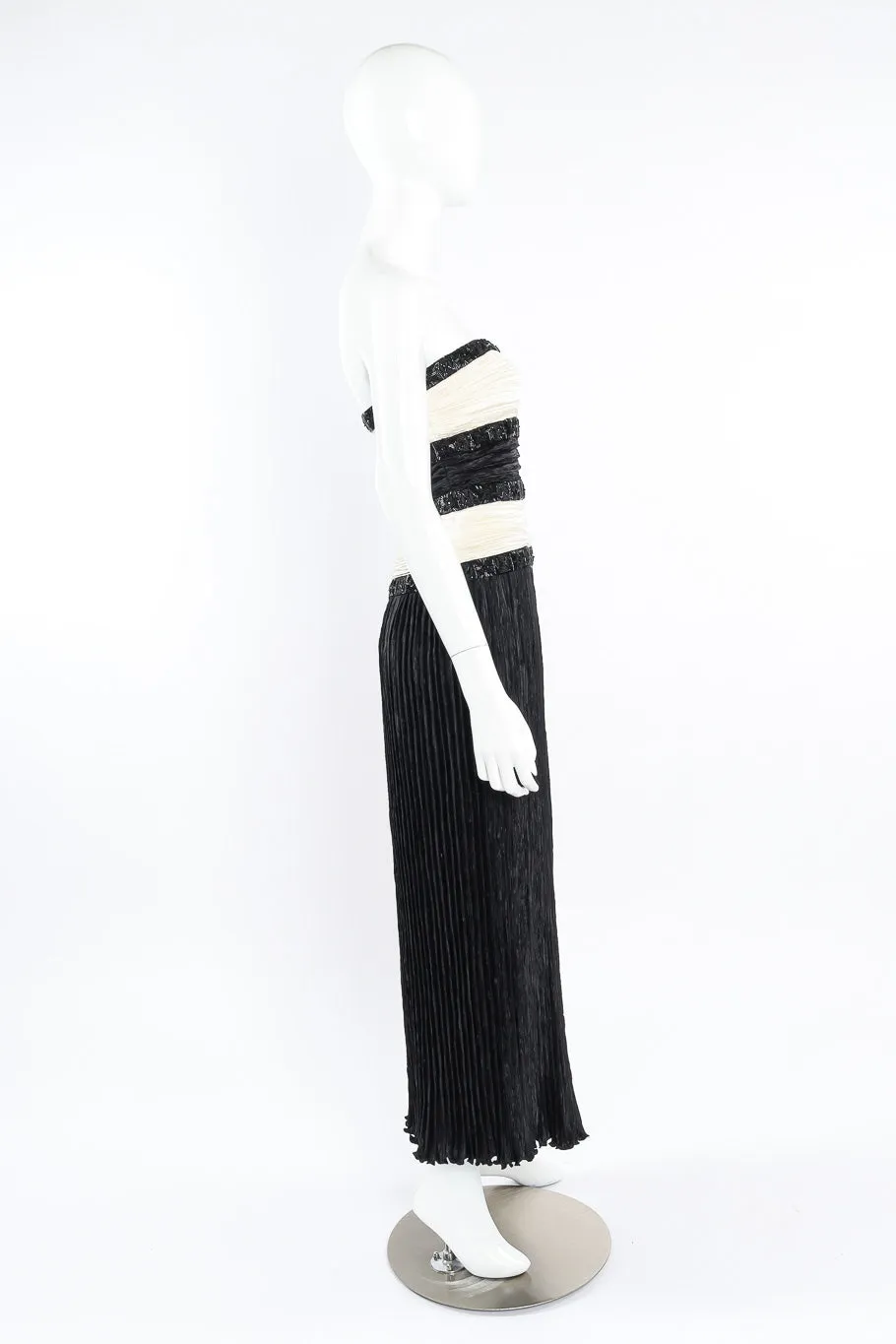 Embellished Plisse Strapless Dress