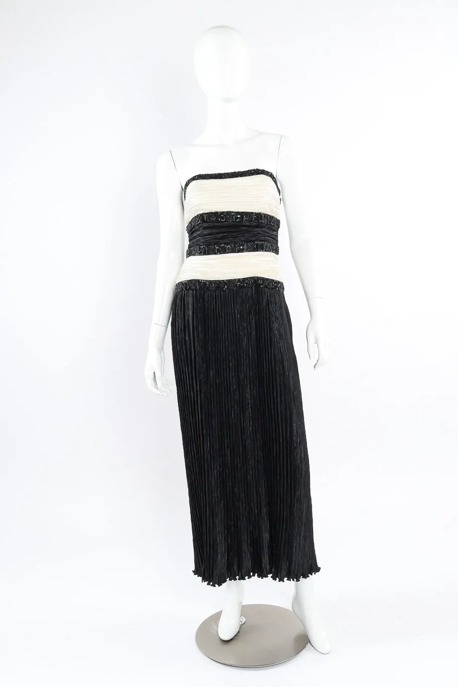Embellished Plisse Strapless Dress