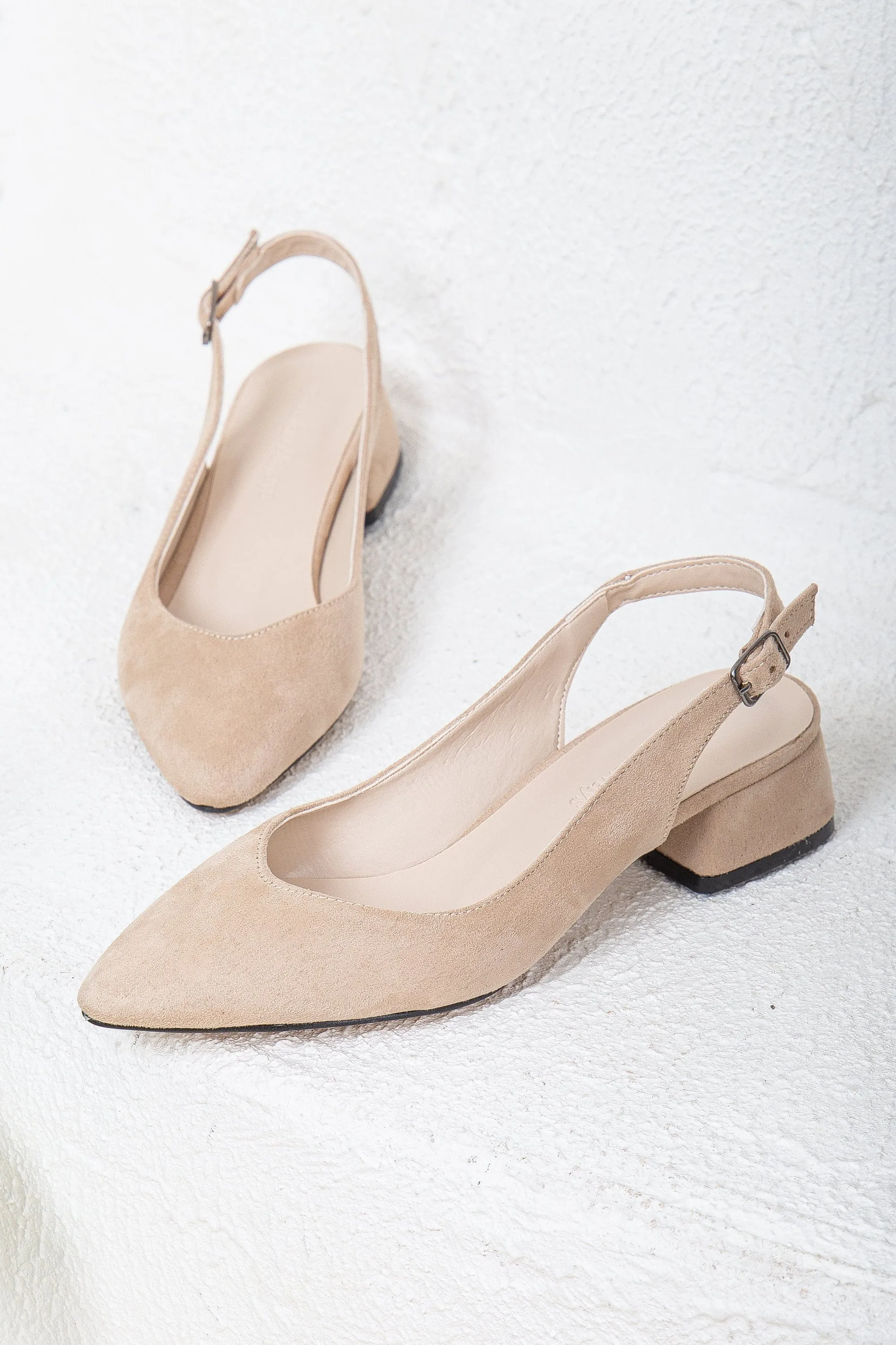 Emma Women's Suede Slingback Shoes | Beige