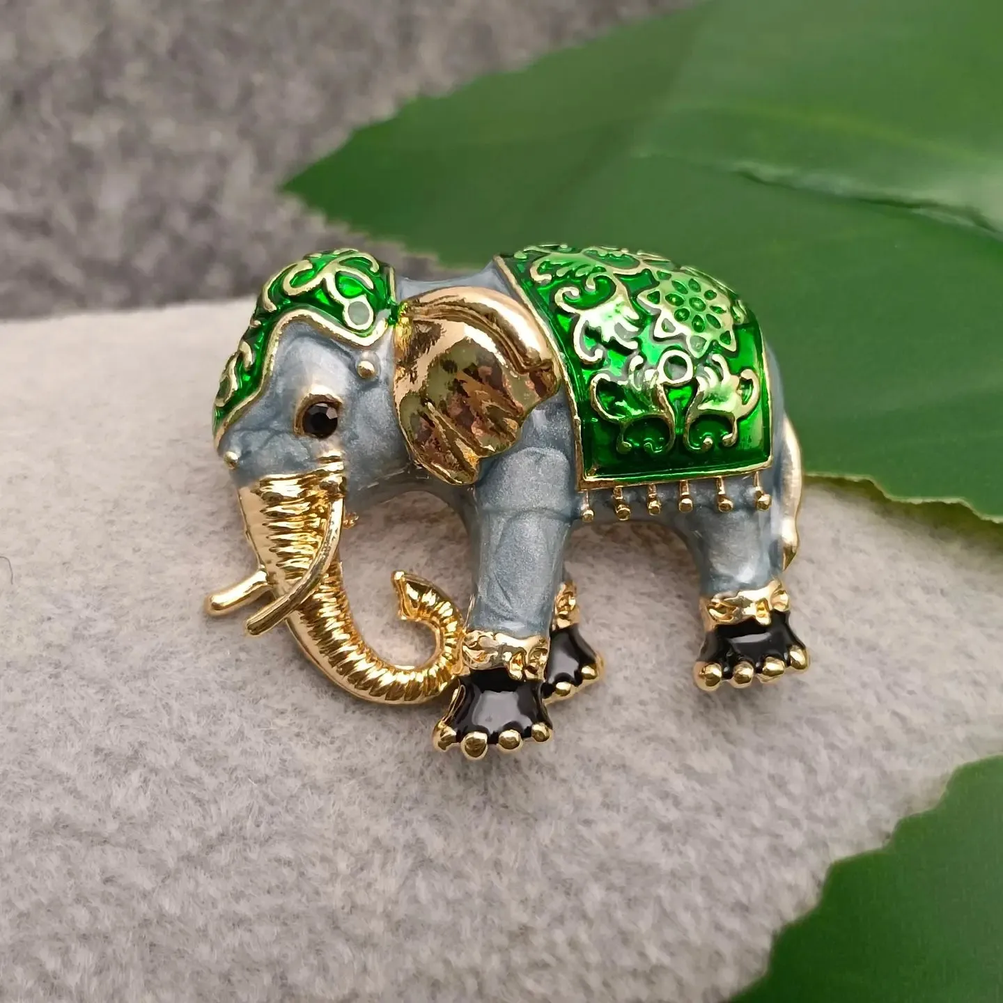 Enamel Red Elephant Brooch