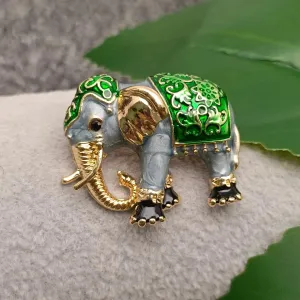 Enamel Red Elephant Brooch