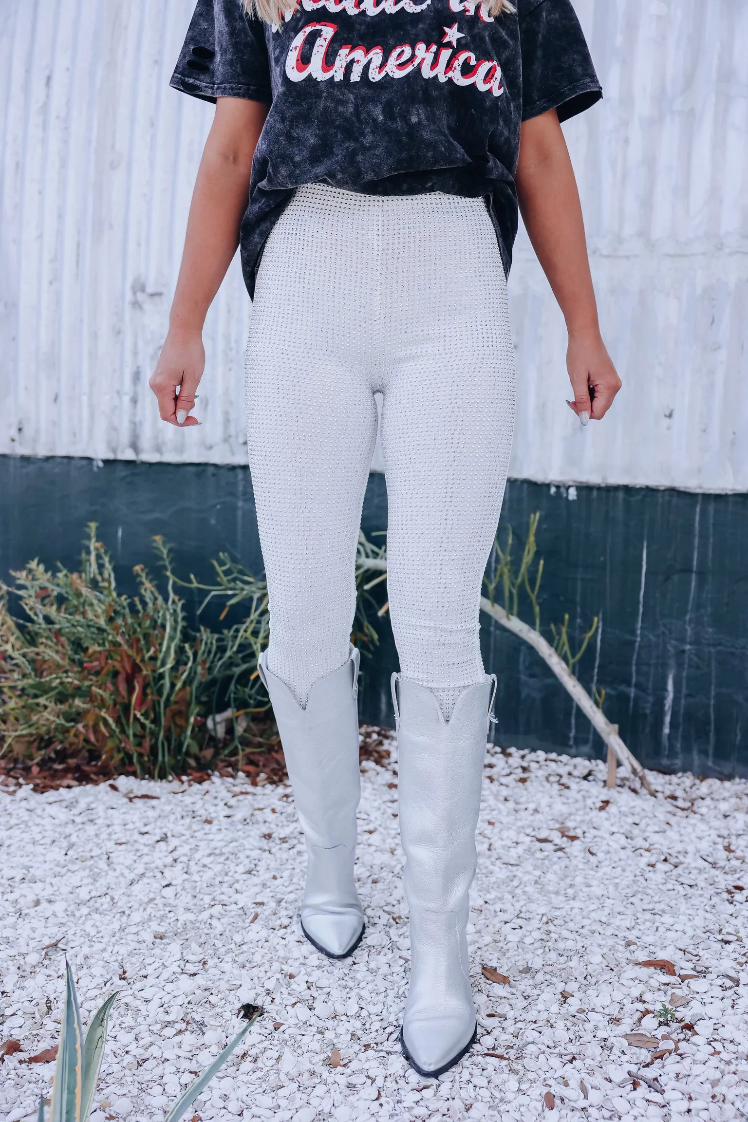 Endless Sparkle Rhinestone Leggings - White