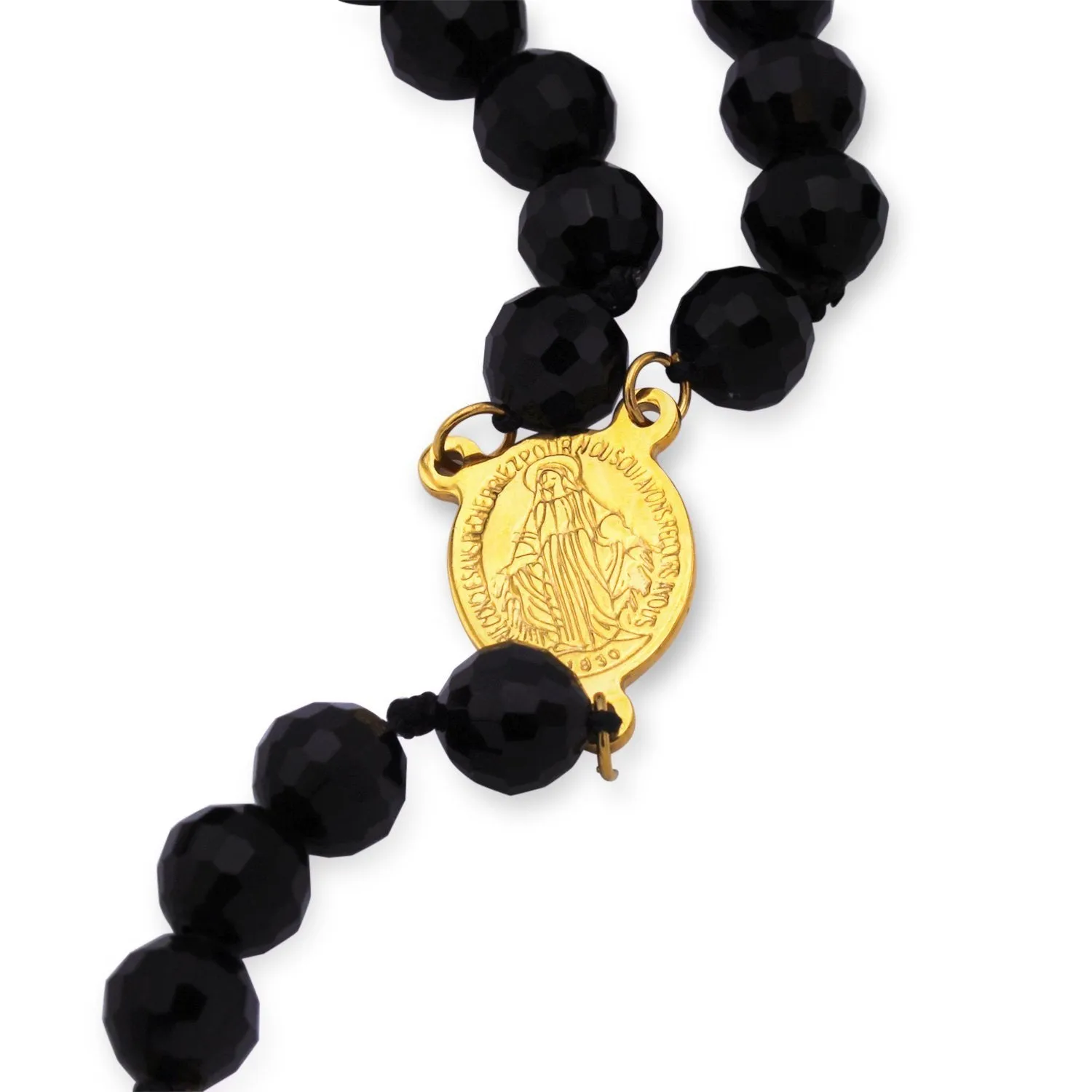 Fancy Rosary Necklace Five Decade Catholic Prayer Acrylic Beads Crucifix Pendant