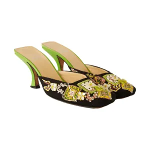 Fendi Black Beaded Kitten Heels