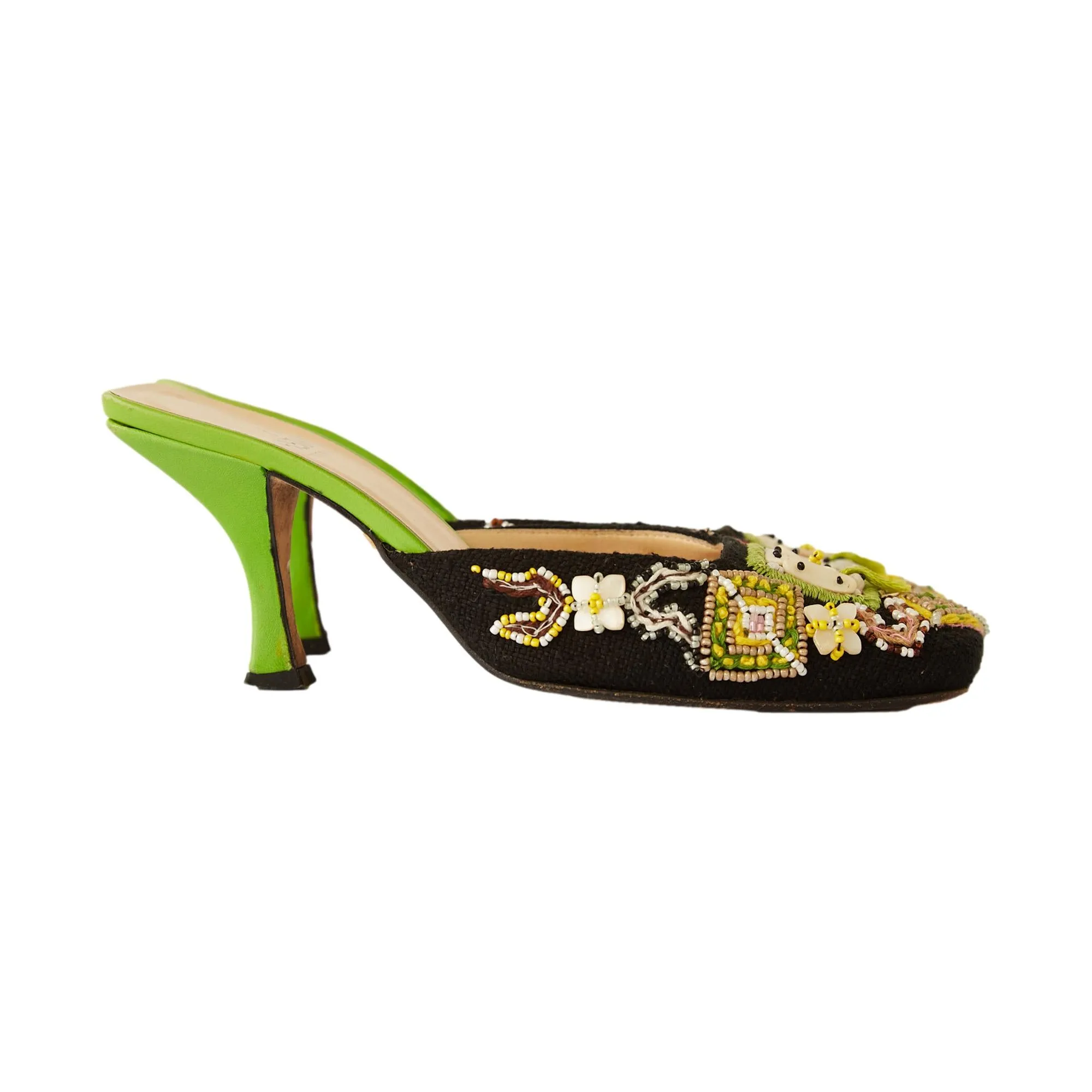 Fendi Black Beaded Kitten Heels