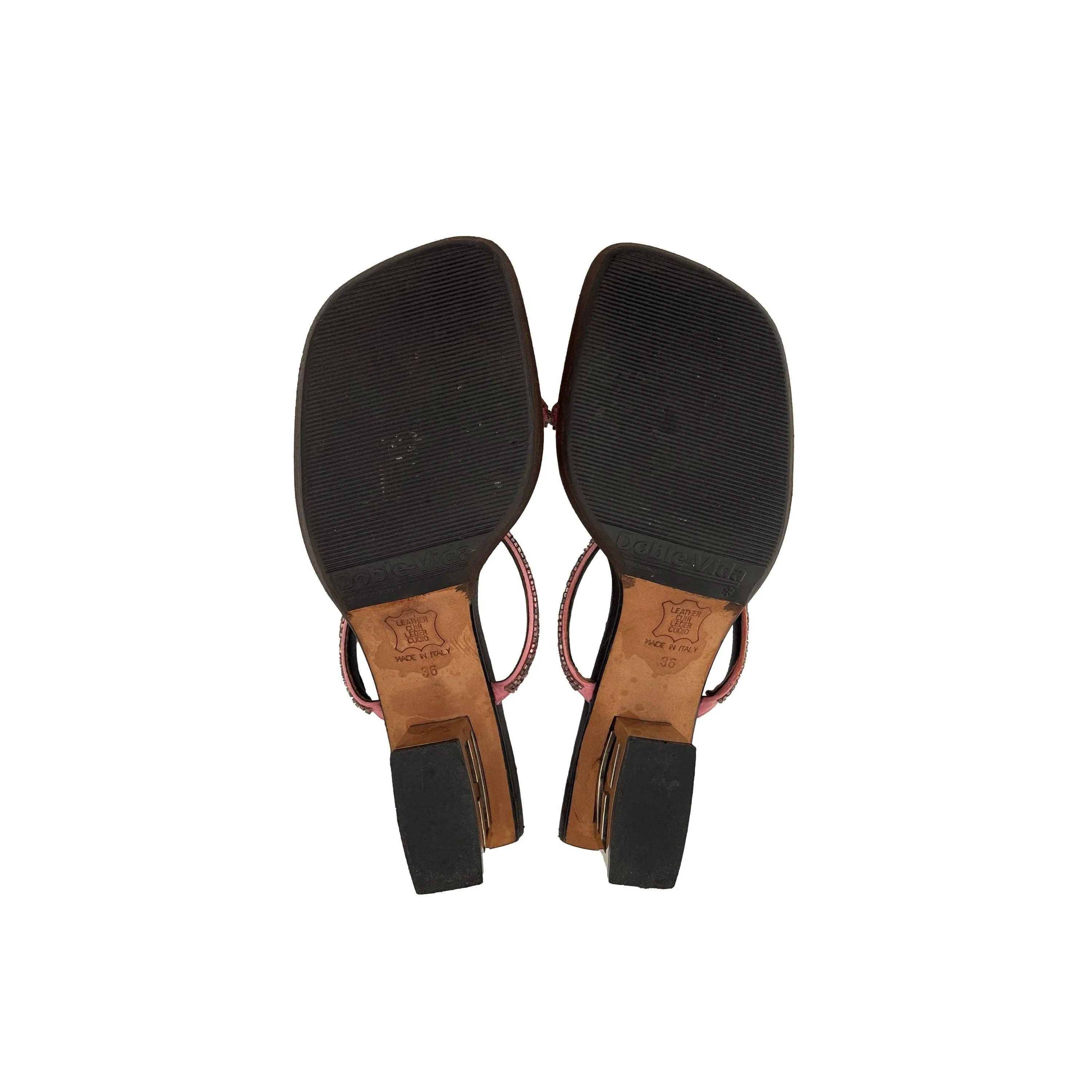 Fendi Brown Beaded Chunky Heels
